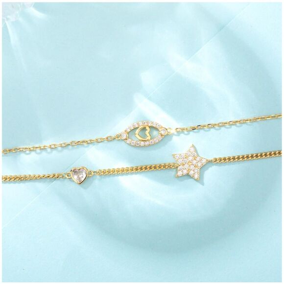 30th Birthday Double Strand Gold & Rhinestone Bracelet w/ Gift Box & Phrase - Picture 7 of 7